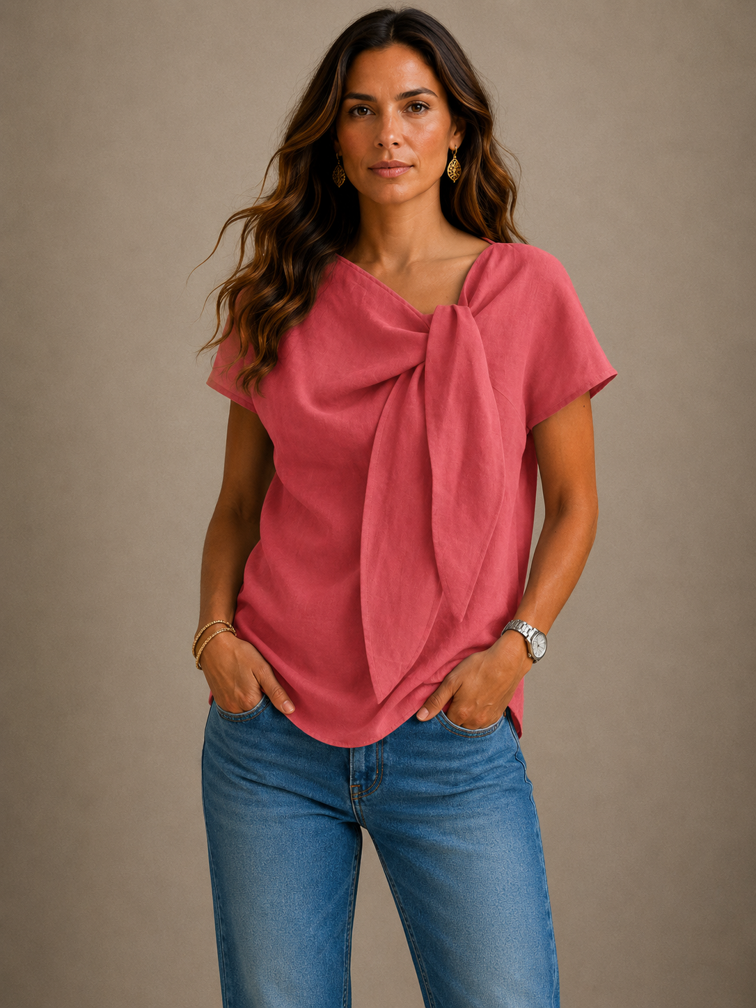 Amelia - Blusa elegante con lazo