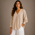 Leila – Blusa túnica clásica con escote en V