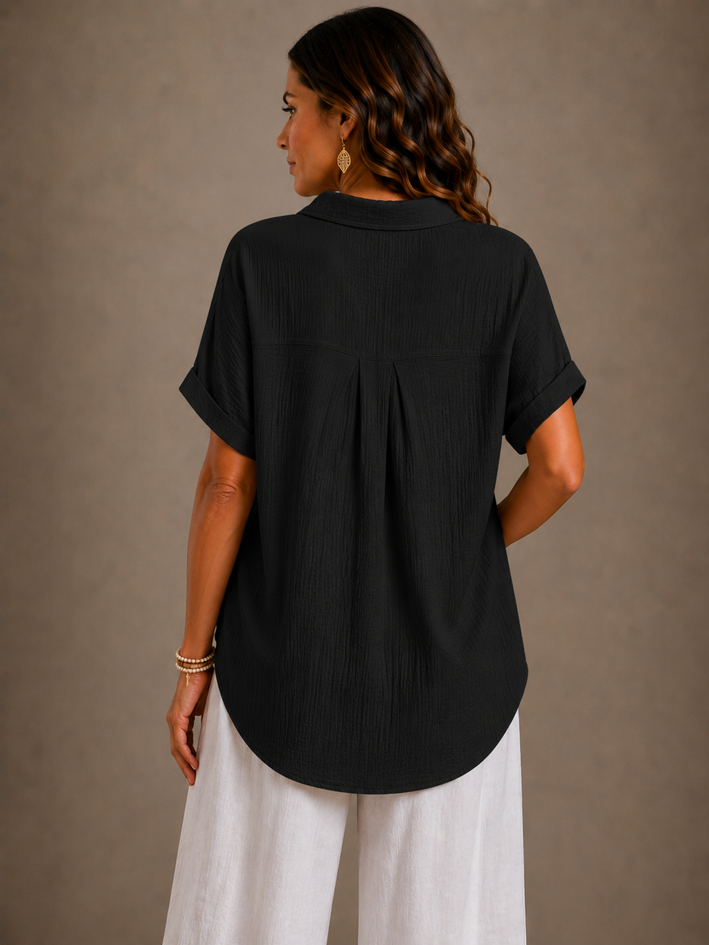 Iris - Blusa de verano abotonada con textura