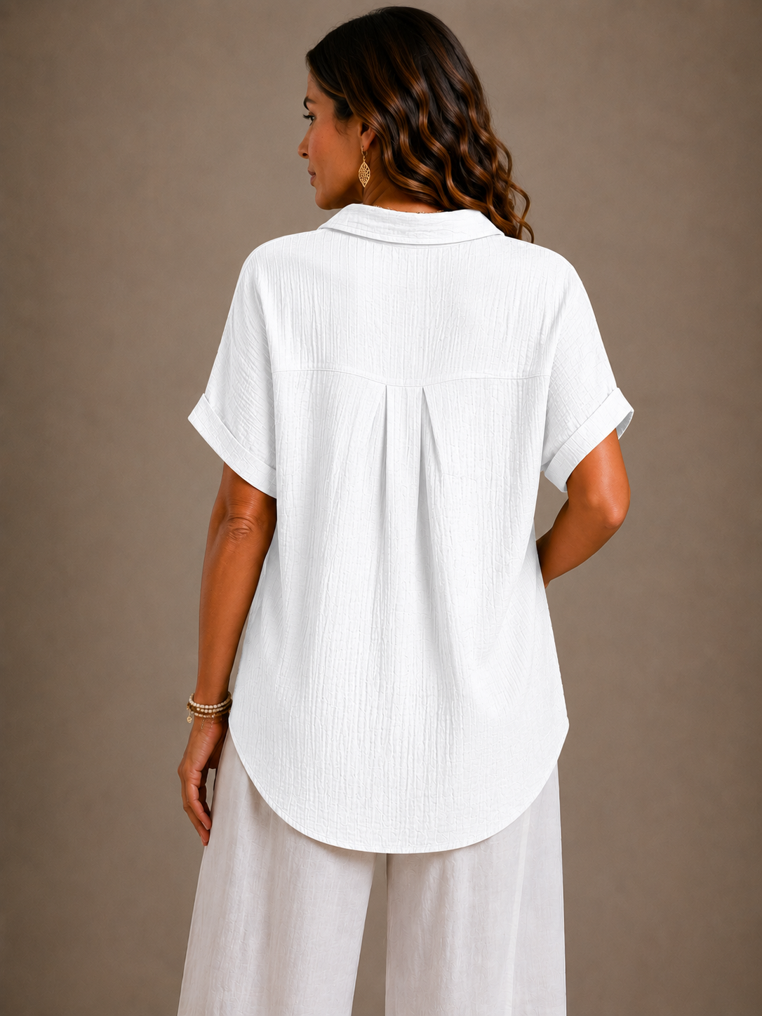 Iris - Blusa de verano abotonada con textura