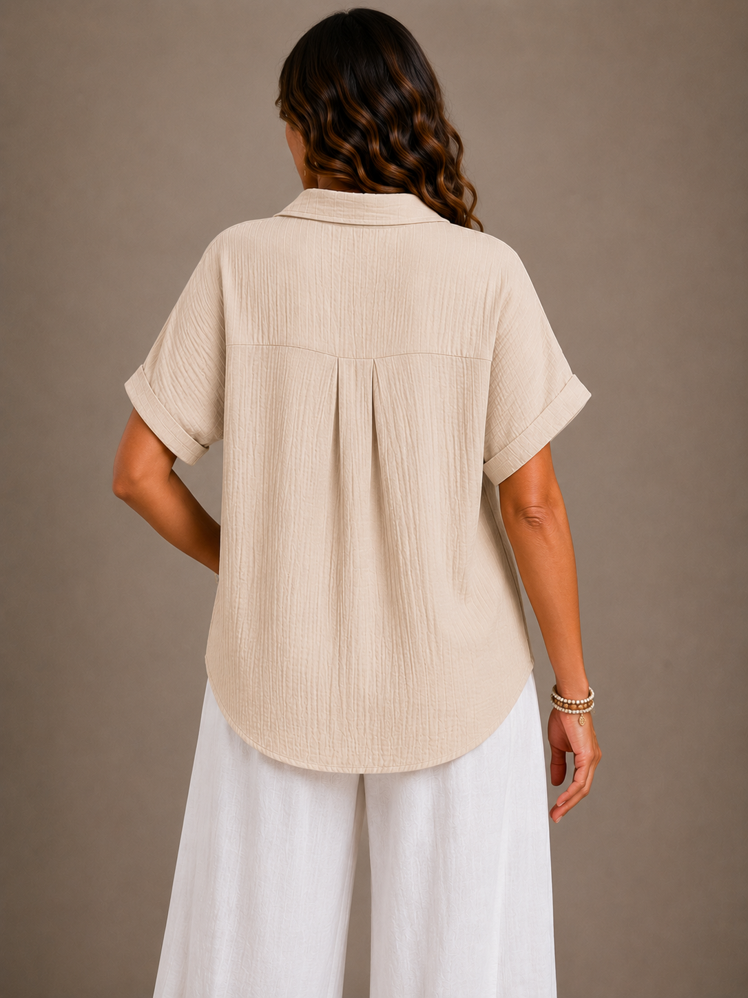 Iris - Blusa de verano abotonada con textura