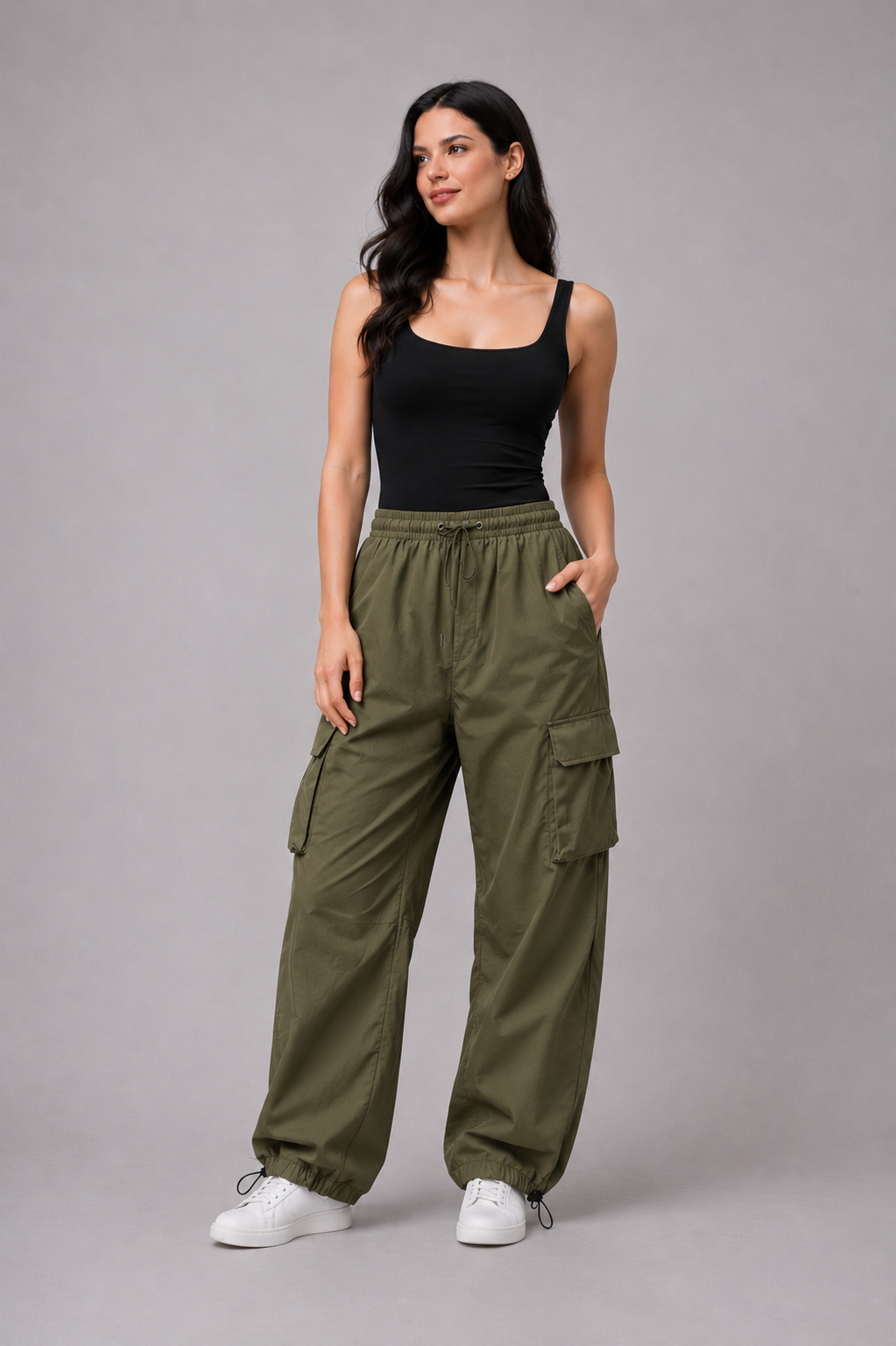 Malú - Pantalones cargo acampanados