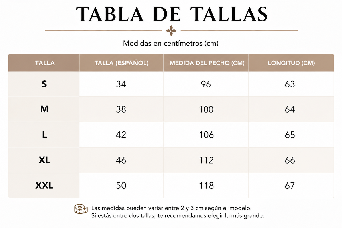 Tabla de tallas de Noemí — Blusa estampada