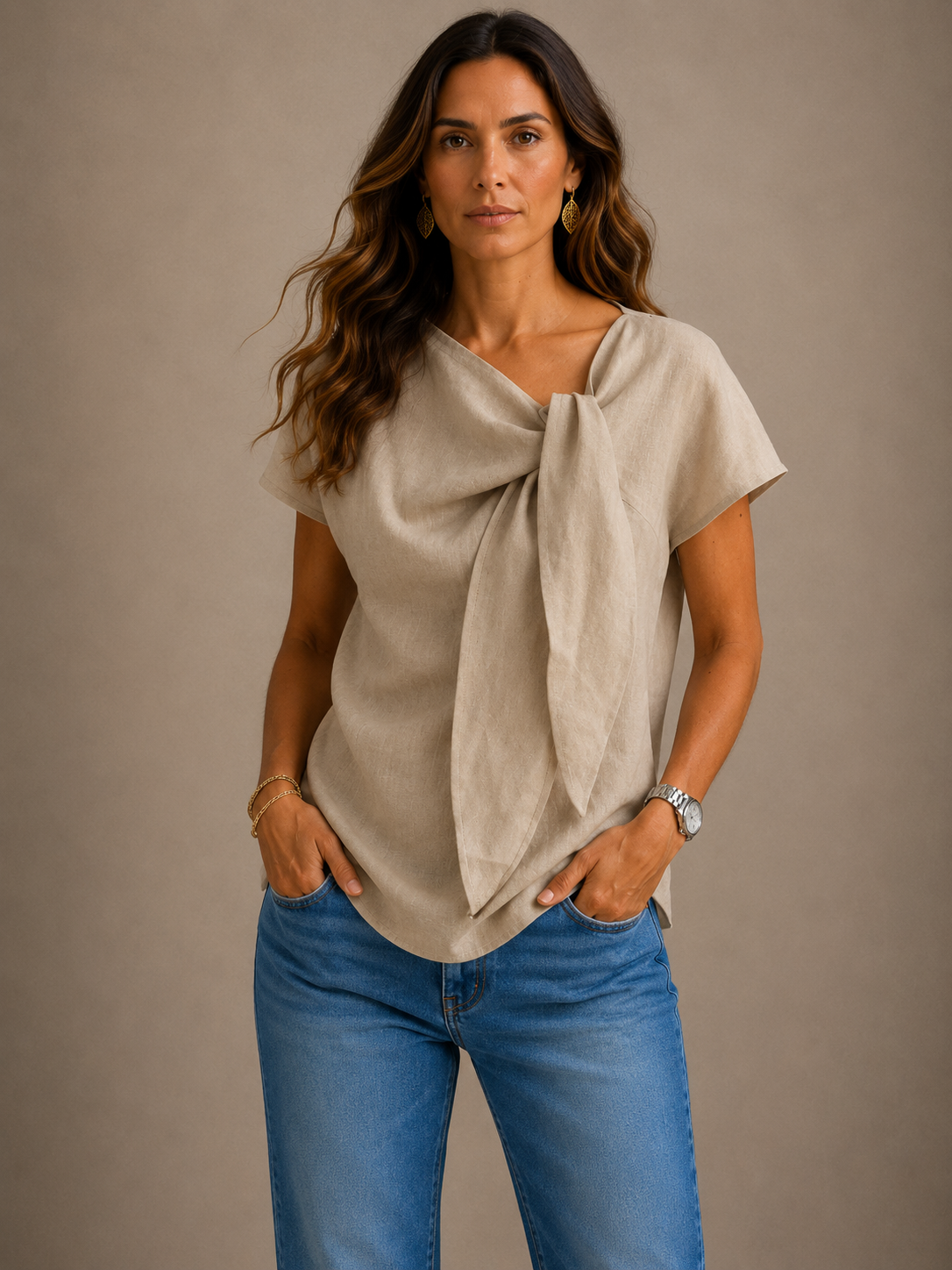 Amelia - Blusa elegante con lazo
