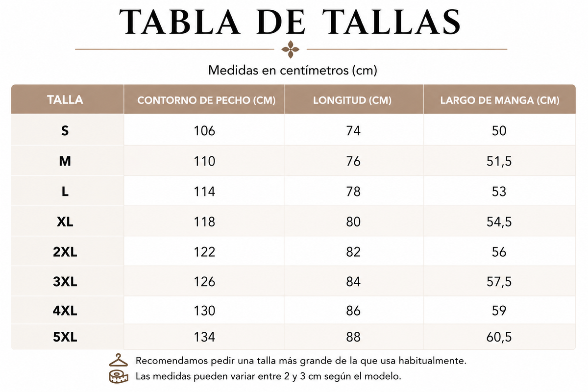 Tabla de tallas de Lina — Blusa ligera