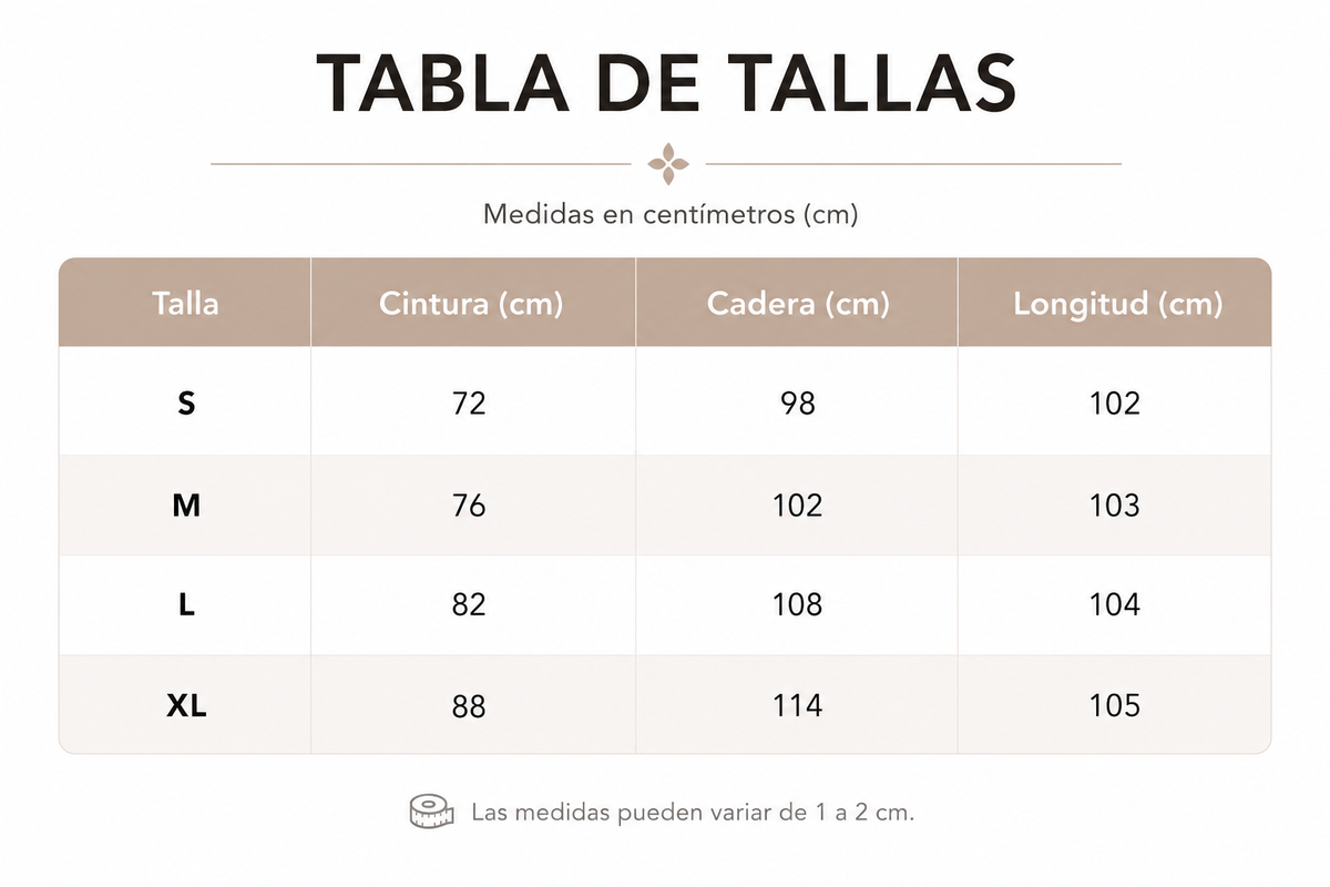 Tabla de tallas de Serena — Pantalón de estrellas