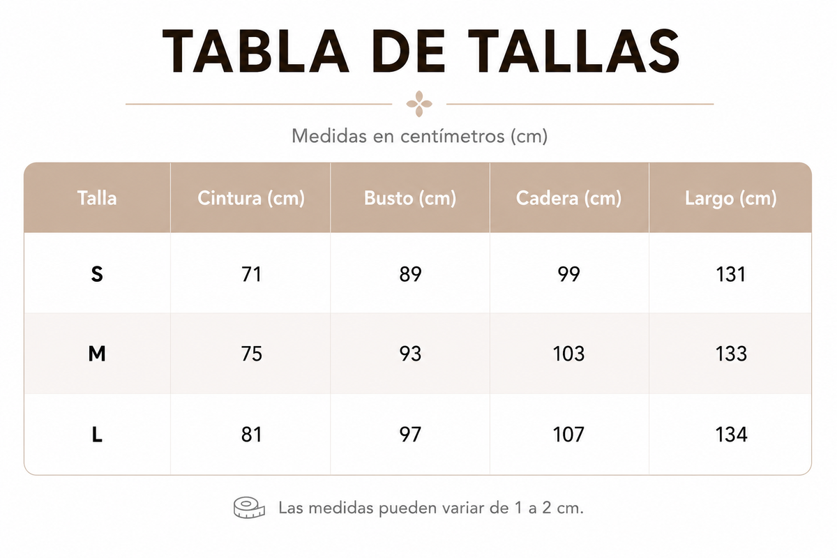 Tabla de tallas de Alma — Vestido de lunares