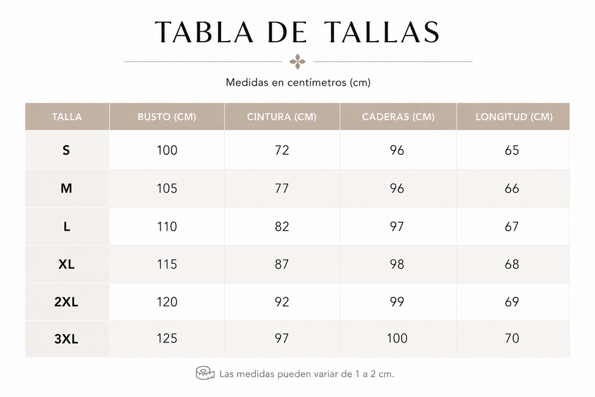 Tabla de tallas de Marta — Conjunto elegante
