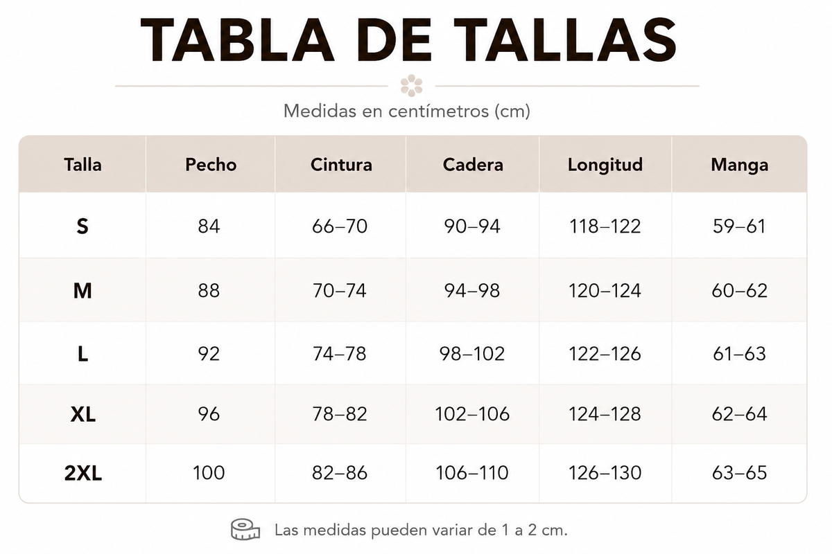 Tabla de tallas de Eva — Bikini de dos piezas