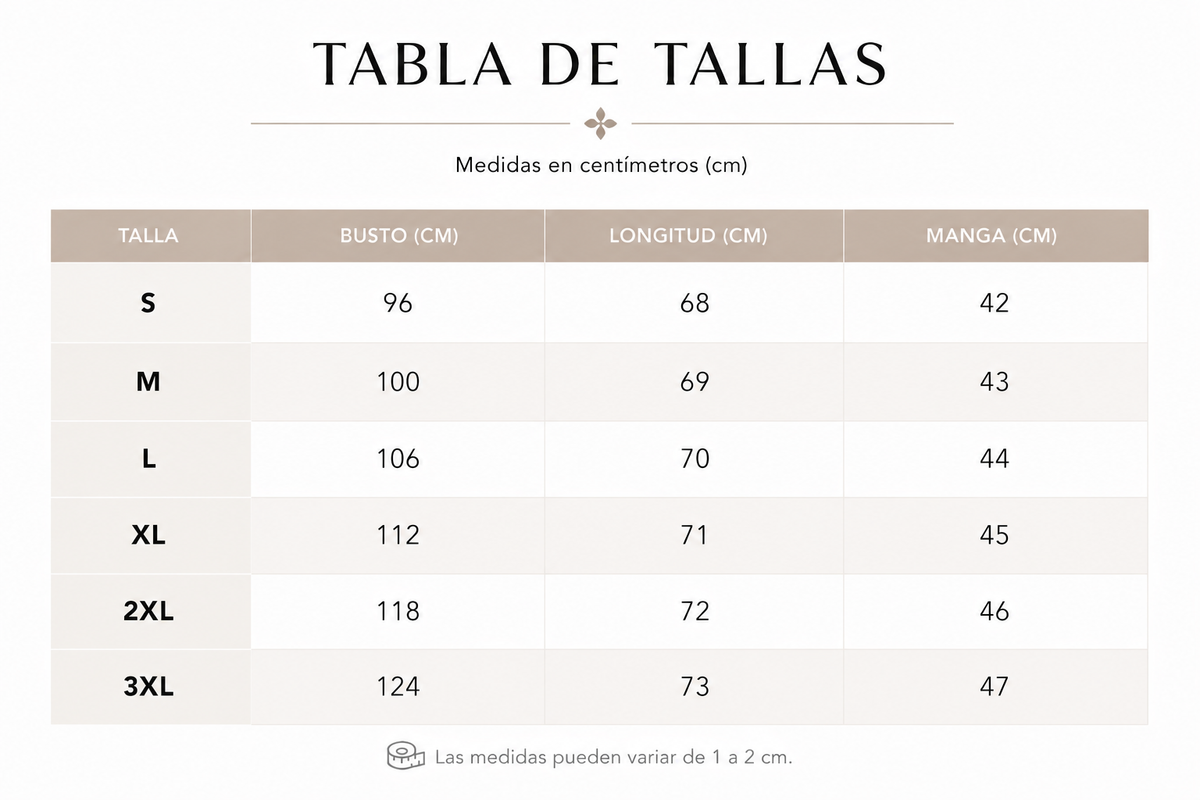 Tabla de tallas de Julia — Blusa de algodón y lino