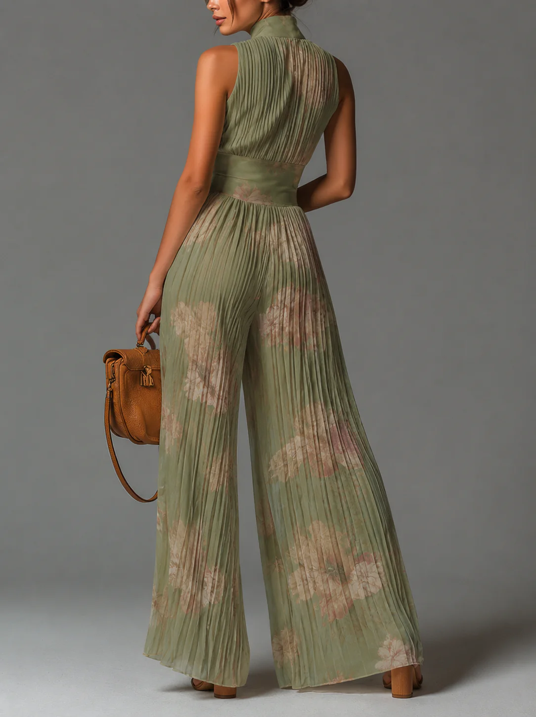 Valentina - Mono plisado de gasa blanca con mangas tipo kimono