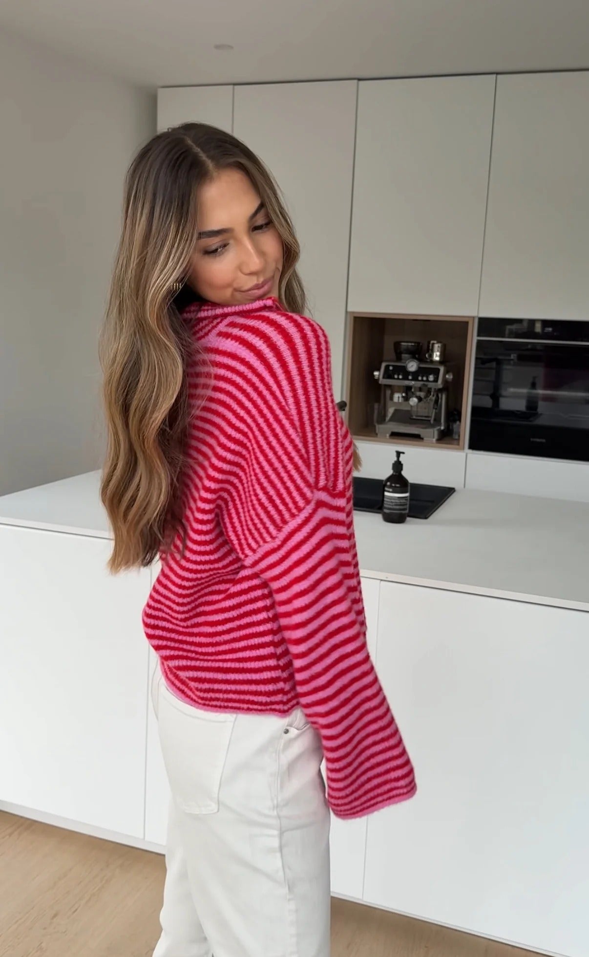 Jazmín - Chaqueta de punto a rayas con cremallera