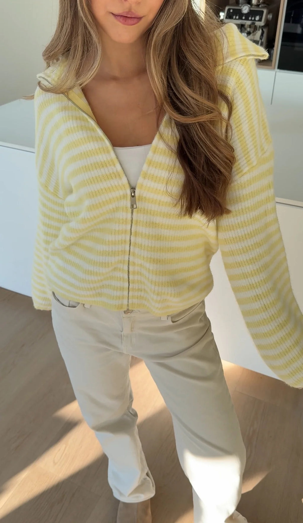 Jazmín - Chaqueta de punto a rayas con cremallera