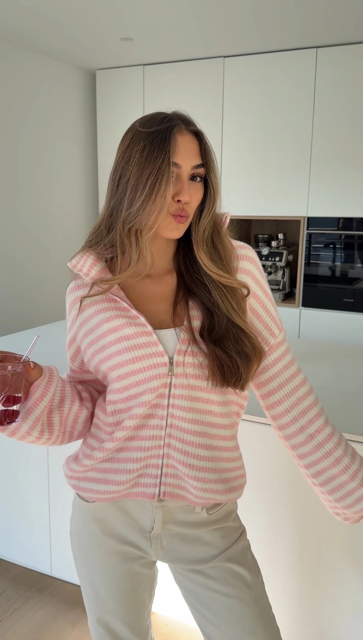 Jazmín - Chaqueta de punto a rayas con cremallera