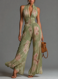 Valentina - Mono plisado de gasa blanca con mangas tipo kimono